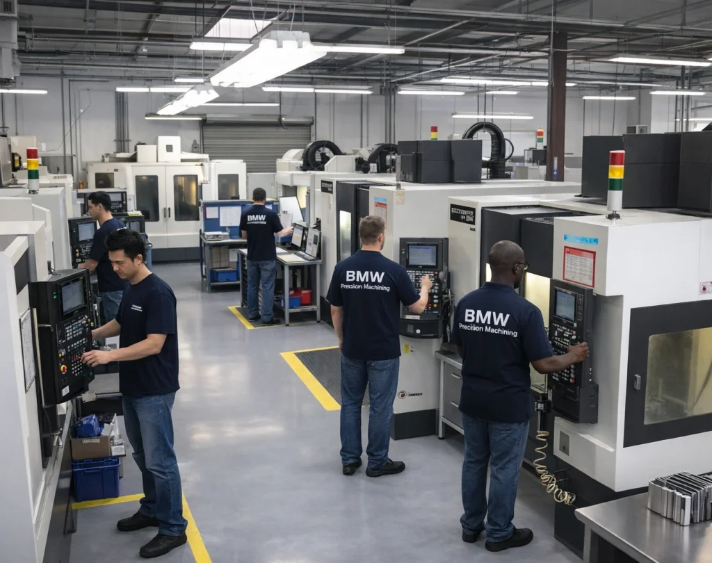 Precision CNC machining services facility floor and equipment layout at BMW Precision.